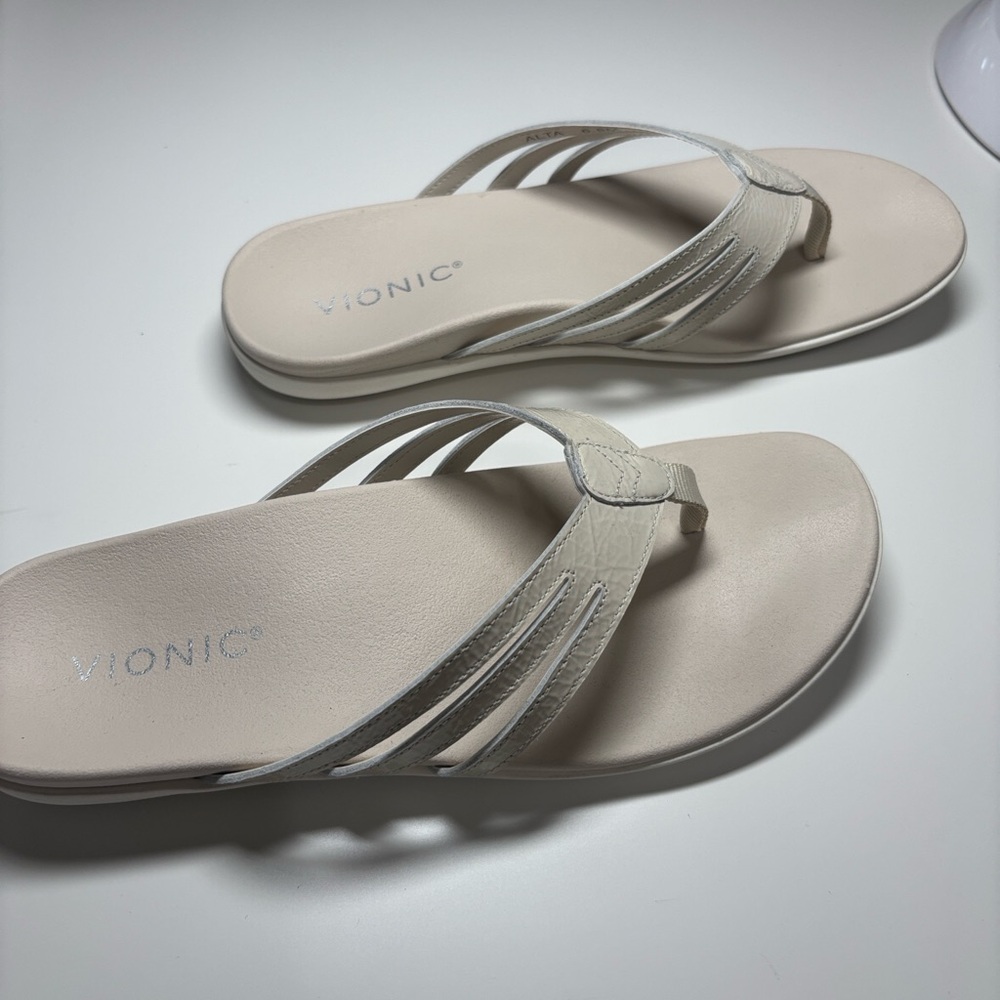 Vionic Women's Alta Cream Thong Sandals - Comfort Footbed 6.5 M Like New - Picture 8 of 9